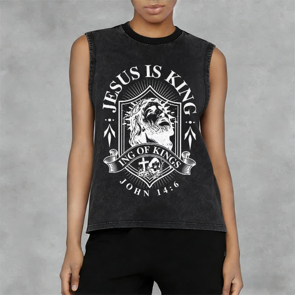 Christianartworkshop Jesus ist König – Unisex-Tanktop (gewaschen) - image 5