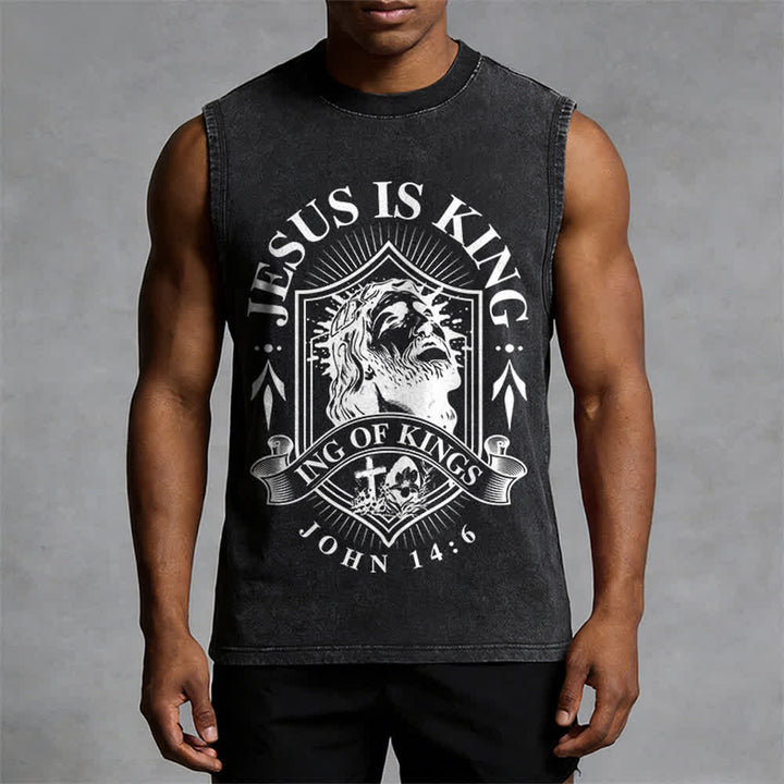 Christianartworkshop Jesus ist König – Unisex-Tanktop (gewaschen) - image 4
