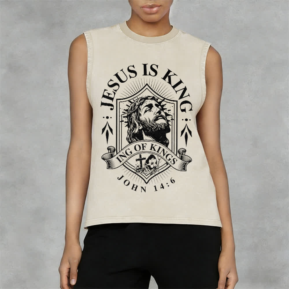 Christianartworkshop Jesus ist König – Unisex-Tanktop (gewaschen) - image 2