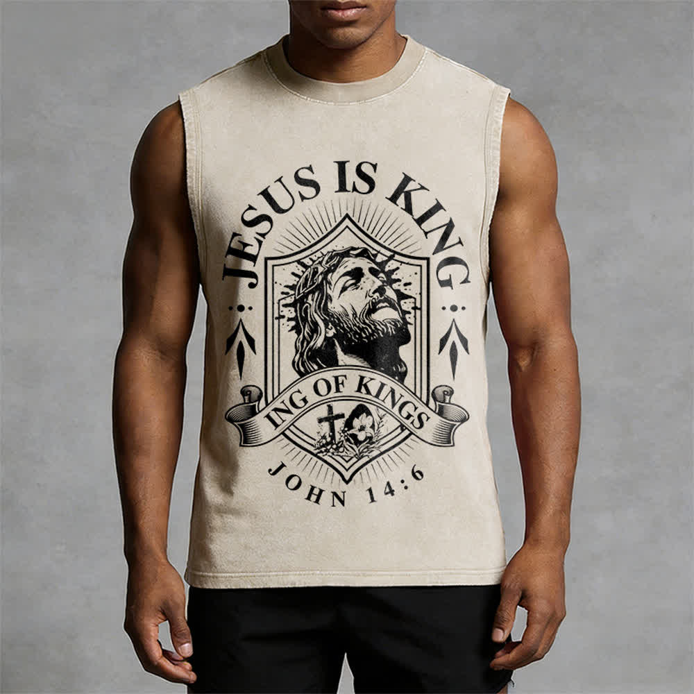 Christianartworkshop Jesus ist König – Unisex-Tanktop (gewaschen) - image 1