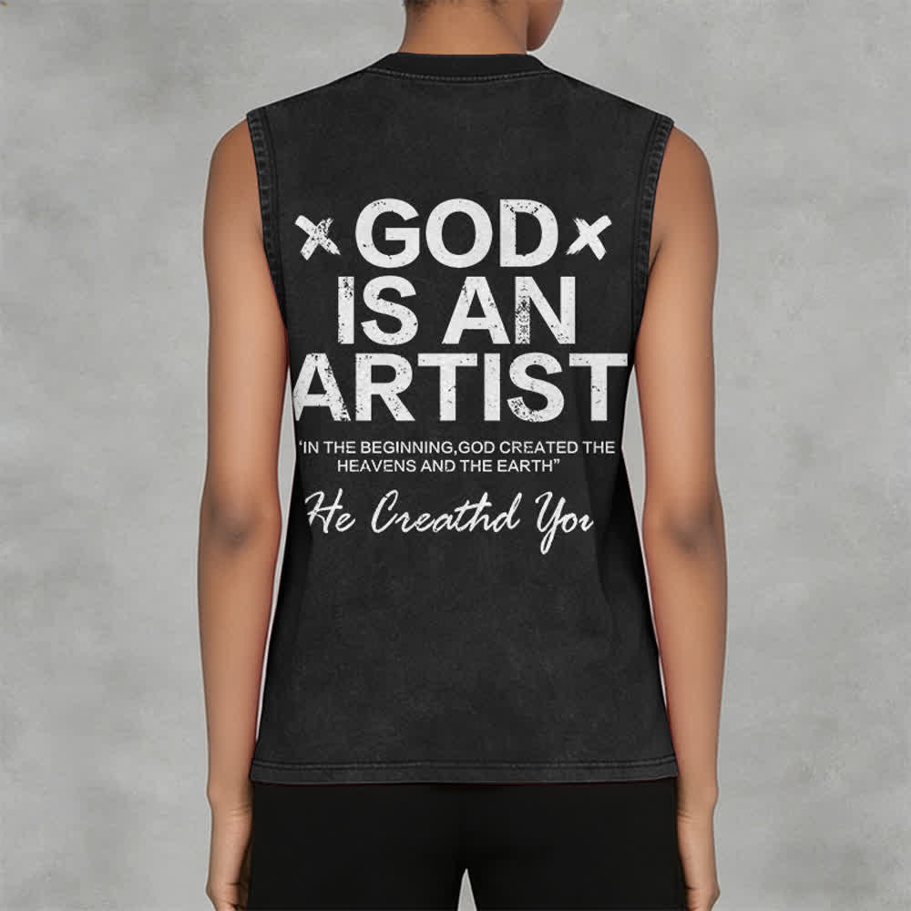Christianartworkshop „Gott ist ein Künstler“ Unisex-Tanktop (gewaschen) - image 5