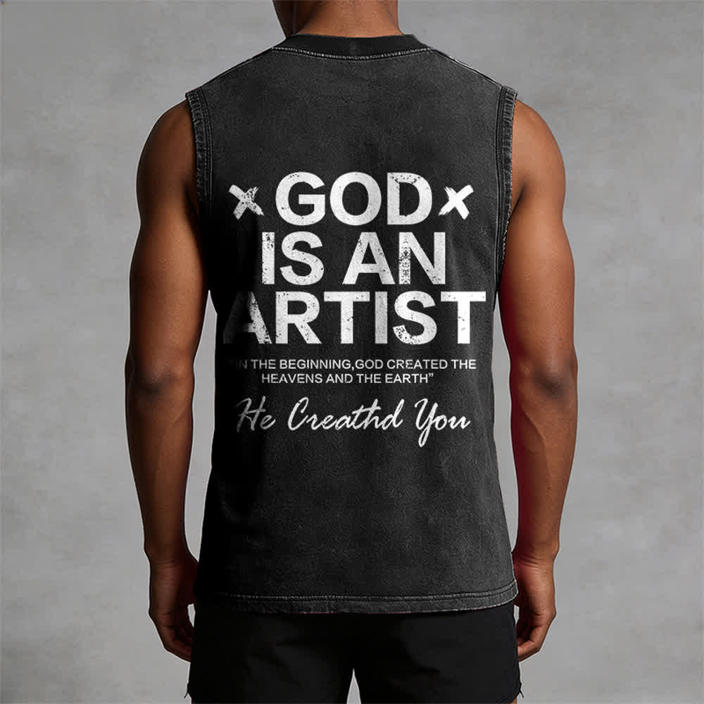 Christianartworkshop „Gott ist ein Künstler“ Unisex-Tanktop (gewaschen) - image 4