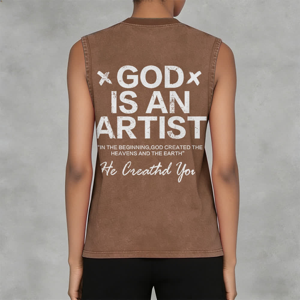 Christianartworkshop „Gott ist ein Künstler“ Unisex-Tanktop (gewaschen) - image 2