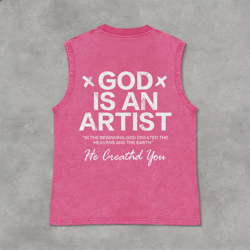 Christianartworkshop „Gott ist ein Künstler“ Unisex-Tanktop (gewaschen) - Rosa - 2XL - image 12
