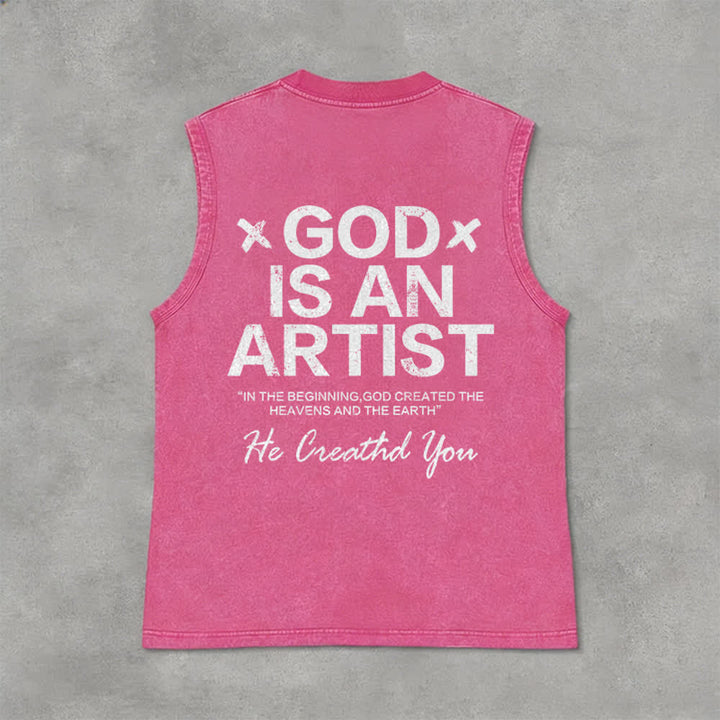 Christianartworkshop „Gott ist ein Künstler“ Unisex-Tanktop (gewaschen) - Rosa - 2XL - image 12