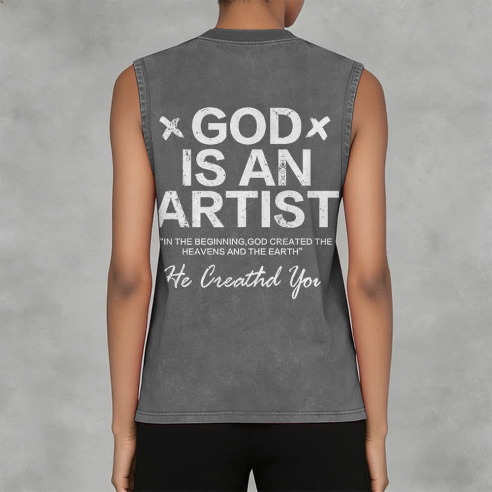 Christianartworkshop „Gott ist ein Künstler“ Unisex-Tanktop (gewaschen) - image 8