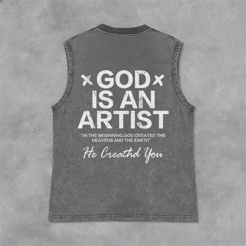 Christianartworkshop „Gott ist ein Künstler“ Unisex-Tanktop (gewaschen) - Grau - 2XL - image 6