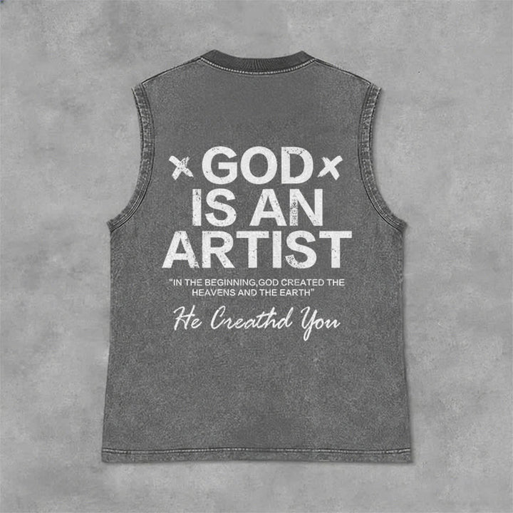 Christianartworkshop „Gott ist ein Künstler“ Unisex-Tanktop (gewaschen) - Grau - 2XL - image 6
