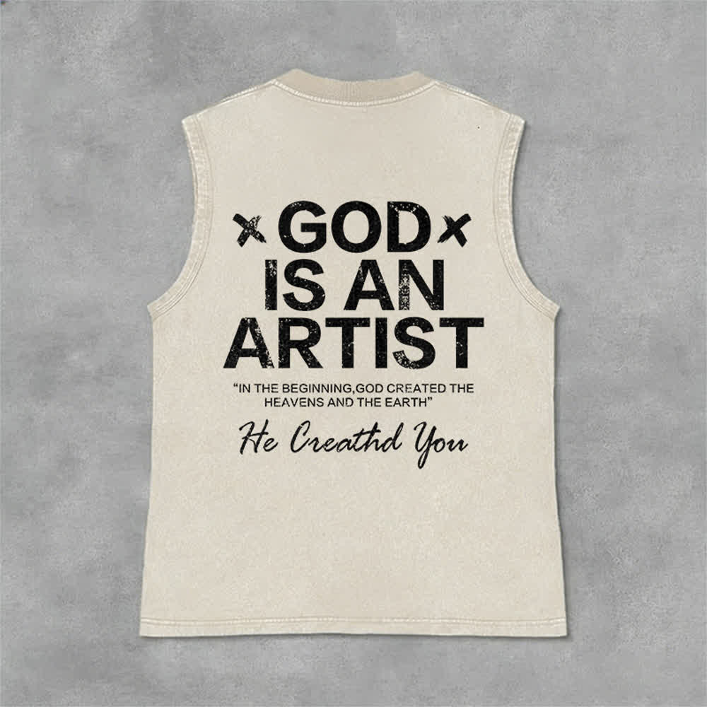 Christianartworkshop „Gott ist ein Künstler“ Unisex-Tanktop (gewaschen) - Beige - 2XL - image 9