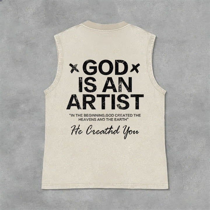 Christianartworkshop „Gott ist ein Künstler“ Unisex-Tanktop (gewaschen) - Beige - 2XL - image 9