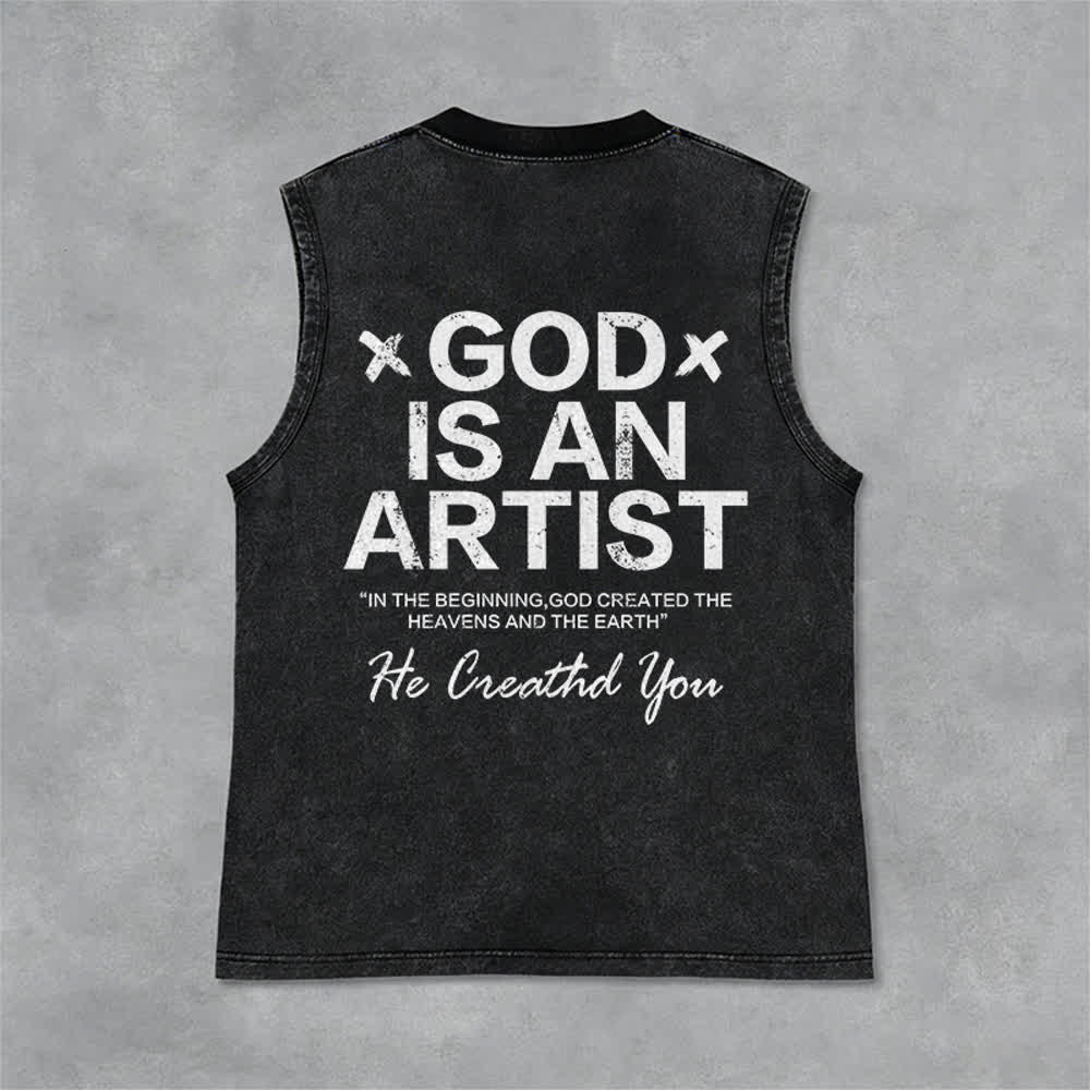 Christianartworkshop „Gott ist ein Künstler“ Unisex-Tanktop (gewaschen) - Schwarz - 2XL - image 3