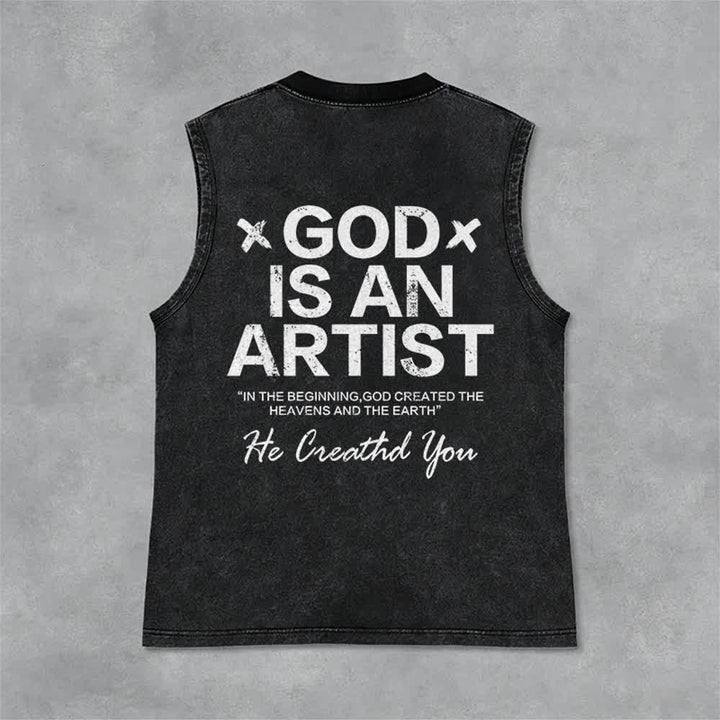 Christianartworkshop „Gott ist ein Künstler“ Unisex-Tanktop (gewaschen) - Schwarz - 2XL - image 3