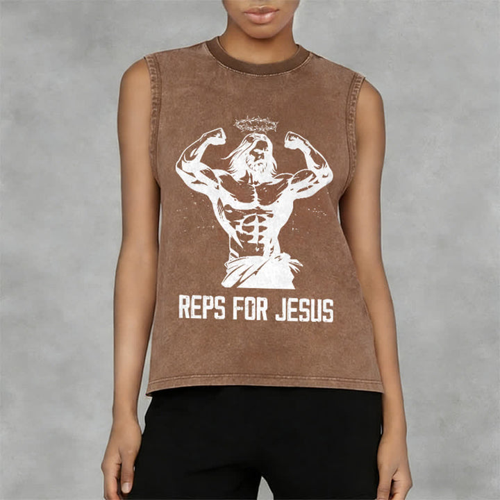 Christianartworkshop Muskelbepackter Jesus mit Dornenkrone Unisex-Tanktop - image 14