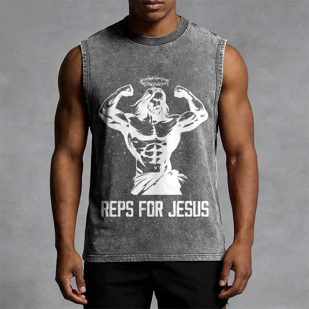 Christianartworkshop Muskelbepackter Jesus mit Dornenkrone Unisex-Tanktop - image 7