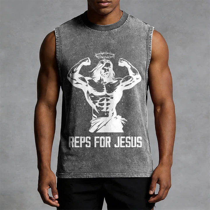 Christianartworkshop Muskelbepackter Jesus mit Dornenkrone Unisex-Tanktop - image 7