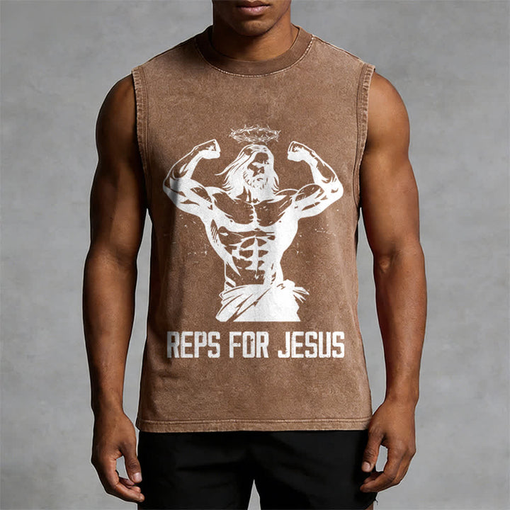 Christianartworkshop Muskelbepackter Jesus mit Dornenkrone Unisex-Tanktop - image 13