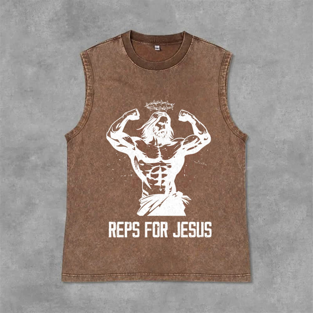Christianartworkshop Muskelbepackter Jesus mit Dornenkrone Unisex-Tanktop - Braun - 2XL - image 12