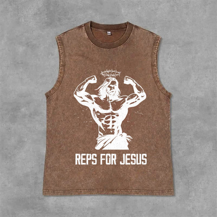 Christianartworkshop Muskelbepackter Jesus mit Dornenkrone Unisex-Tanktop - Braun - 2XL - image 12