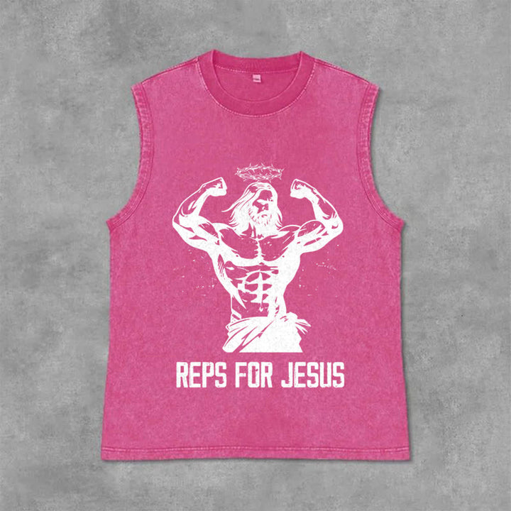 Christianartworkshop Muskelbepackter Jesus mit Dornenkrone Unisex-Tanktop - Rosa - 2XL - image 9