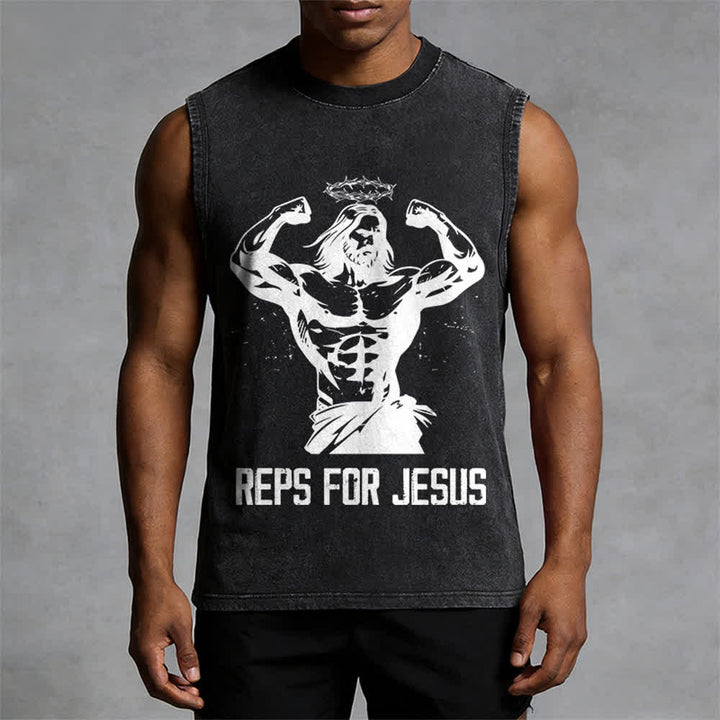 Christianartworkshop Muskelbepackter Jesus mit Dornenkrone Unisex-Tanktop - image 4