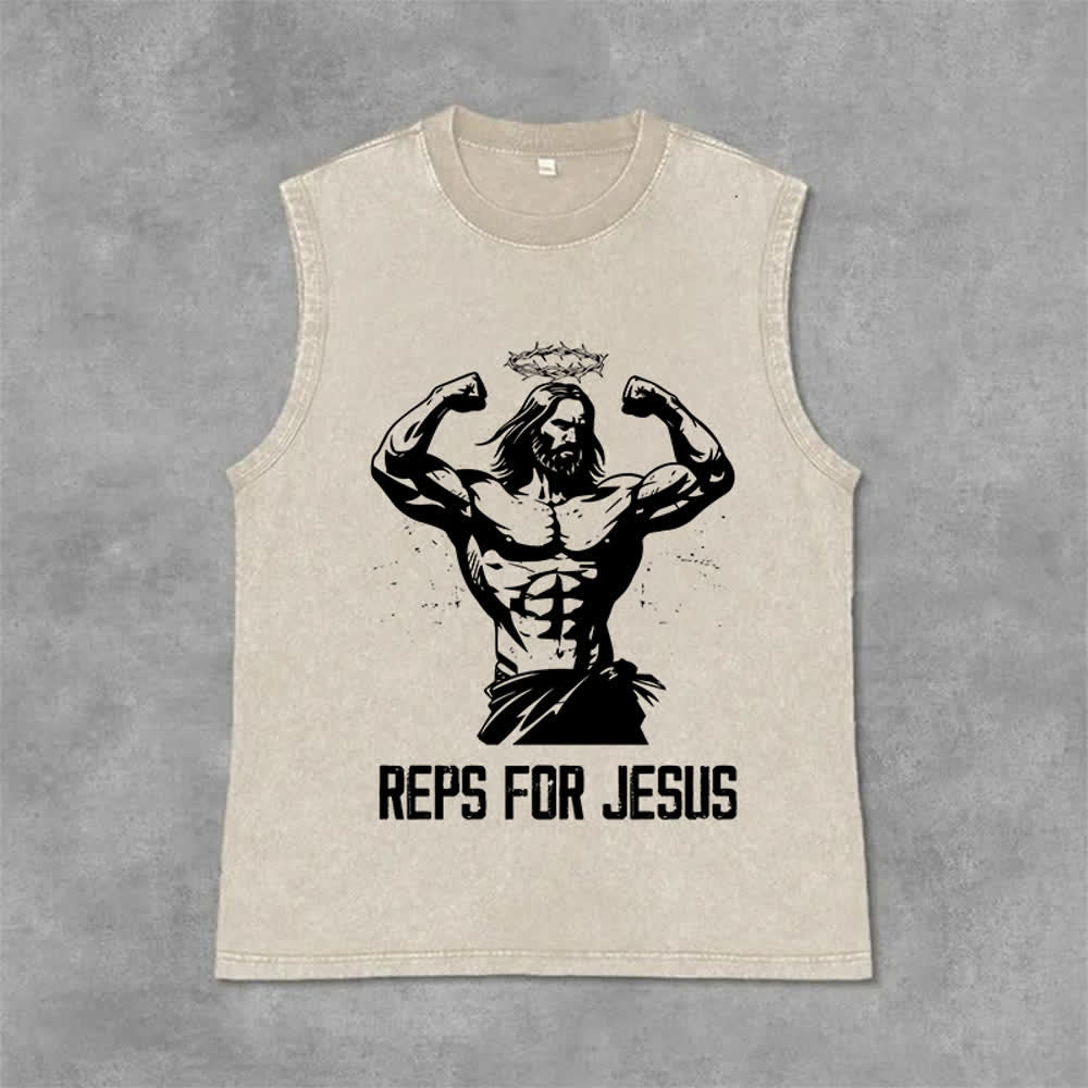 Christianartworkshop Muskelbepackter Jesus mit Dornenkrone Unisex-Tanktop - Beige - 2XL - image 0