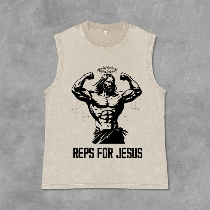 Christianartworkshop Muskelbepackter Jesus mit Dornenkrone Unisex-Tanktop - Beige - 2XL - image 0