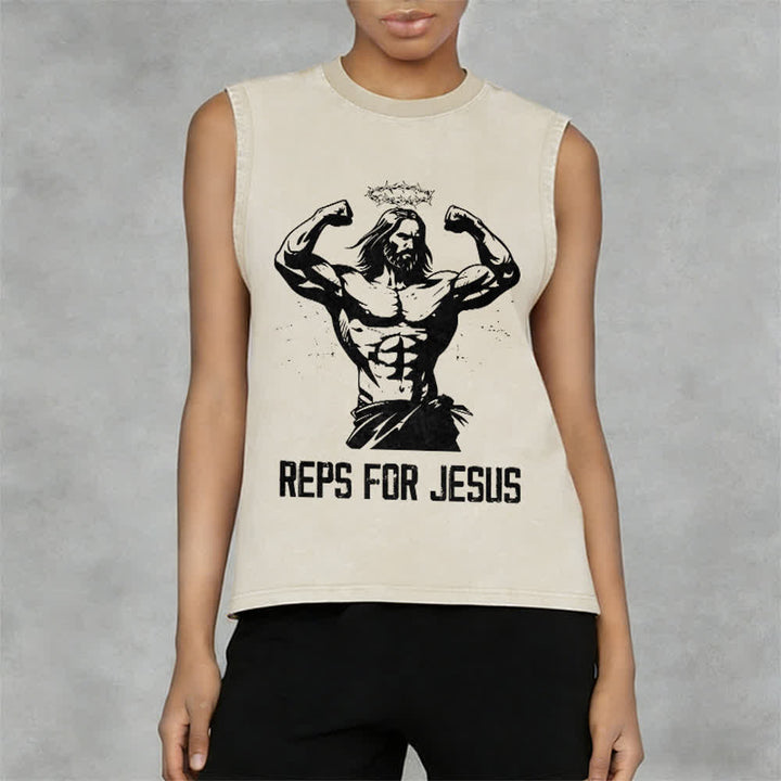 Christianartworkshop Muskelbepackter Jesus mit Dornenkrone Unisex-Tanktop - image 2