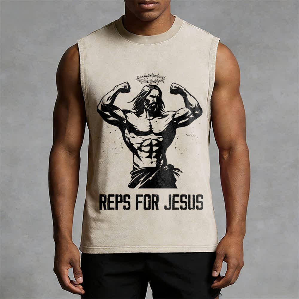 Christianartworkshop Muskelbepackter Jesus mit Dornenkrone Unisex-Tanktop - image 1