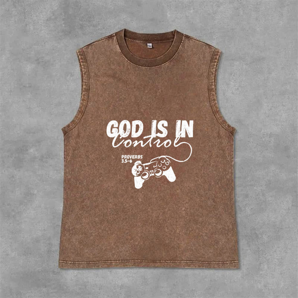 Christianartworkshop „Gott hat die Kontrolle“ Unisex-Tanktop (gewaschen) - Braun - 2XL - image 12