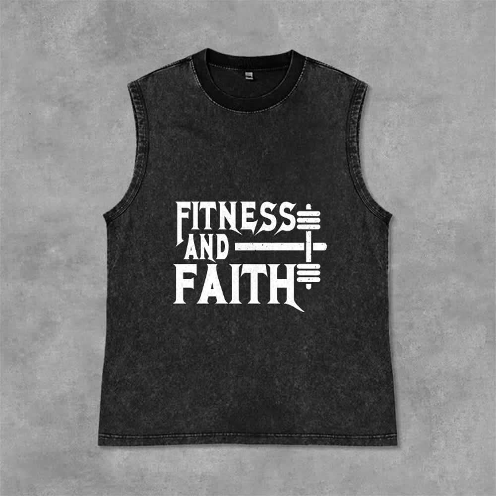 Christianartworkshop Fitness und Glaube Unisex-Tanktop (gewaschen) - Schwarz - 2XL - image 0