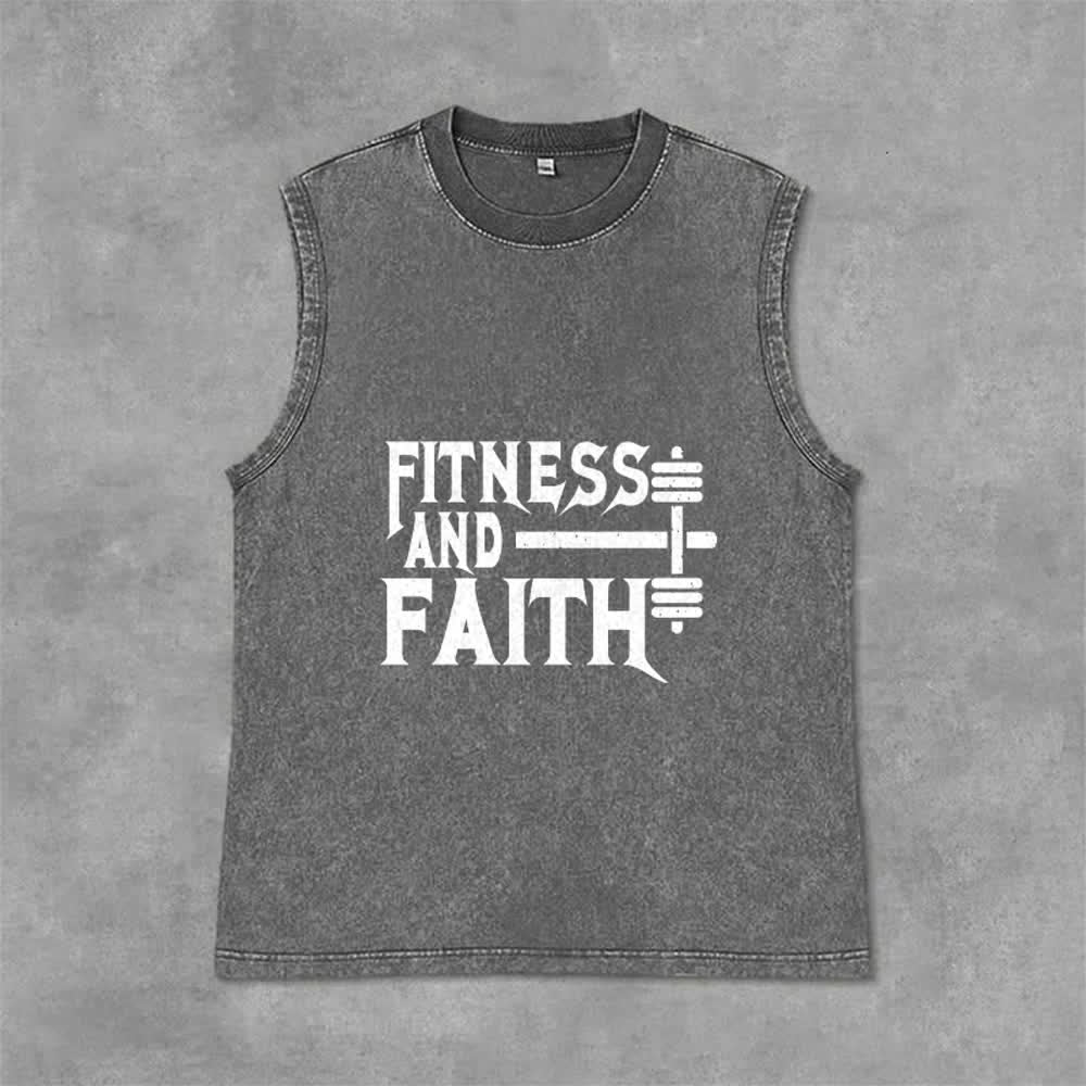 Christianartworkshop Fitness und Glaube Unisex-Tanktop (gewaschen) - Grau - 2XL - image 3