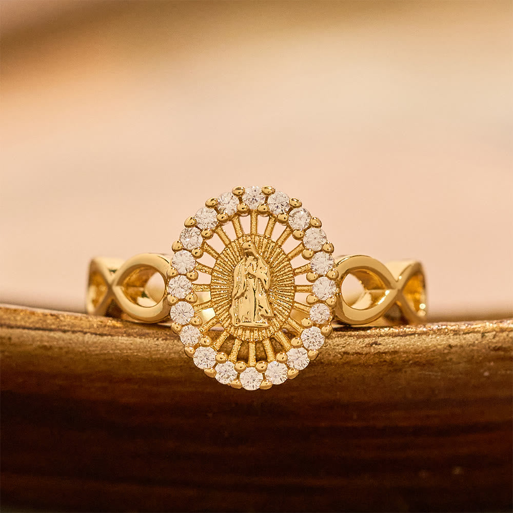 Christianartworkshop Infinity Our Lady Zirkonring: Symbol unendlicher marianischer Gnade - Verstellbar (von US 7 bis US 9) - image 0