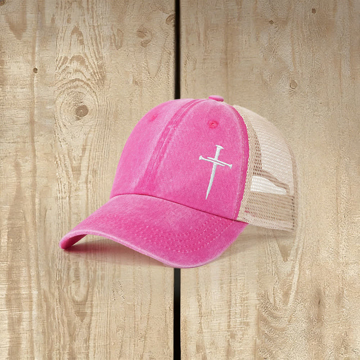 Christianartworkshop Nagelkreuz bestickte gewaschene Truckermütze - Rose - image 7