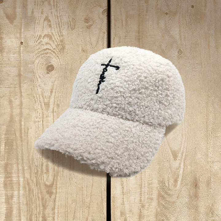 Christianartworkshop Baseballkappe mit gesticktem Glaubenskreuz, flauschig - Beige - image 8