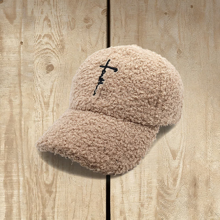 Christianartworkshop Baseballkappe mit gesticktem Glaubenskreuz, flauschig - Khaki - image 4