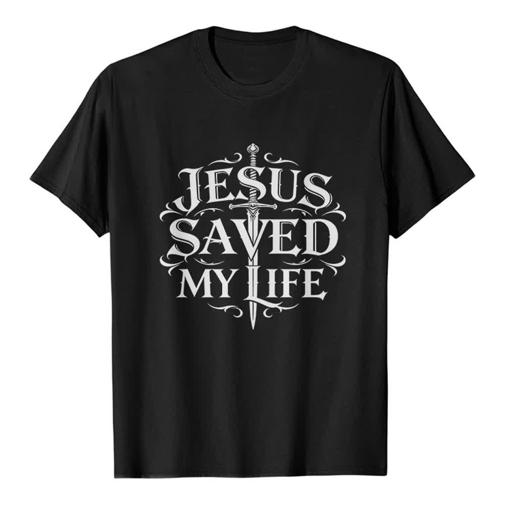 Christianartworkshop Vintage Gothic Jesus Saved My Life Premium T-Shirt - Schwarz - 2XL - image 0