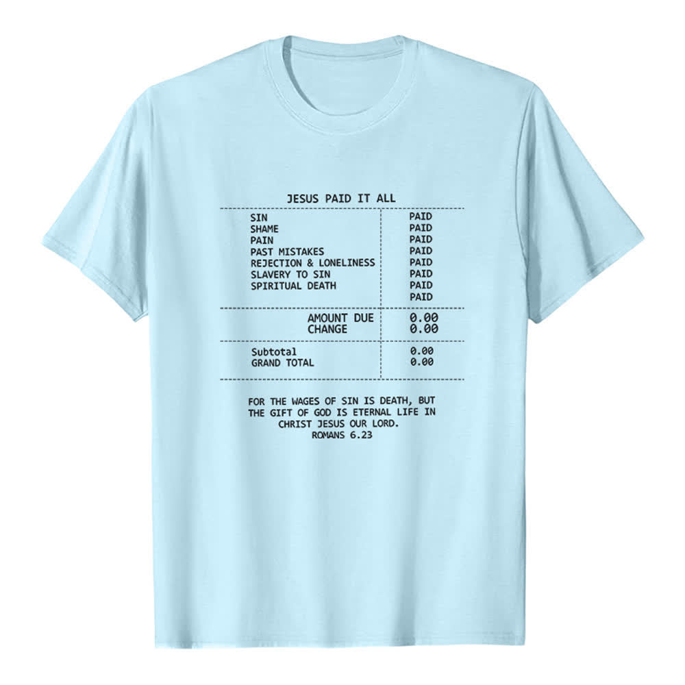 Christianartworkshop Jesus hat alles bezahlt – Premium-T-Shirt mit Quittung - Blau - 2XL - image 5