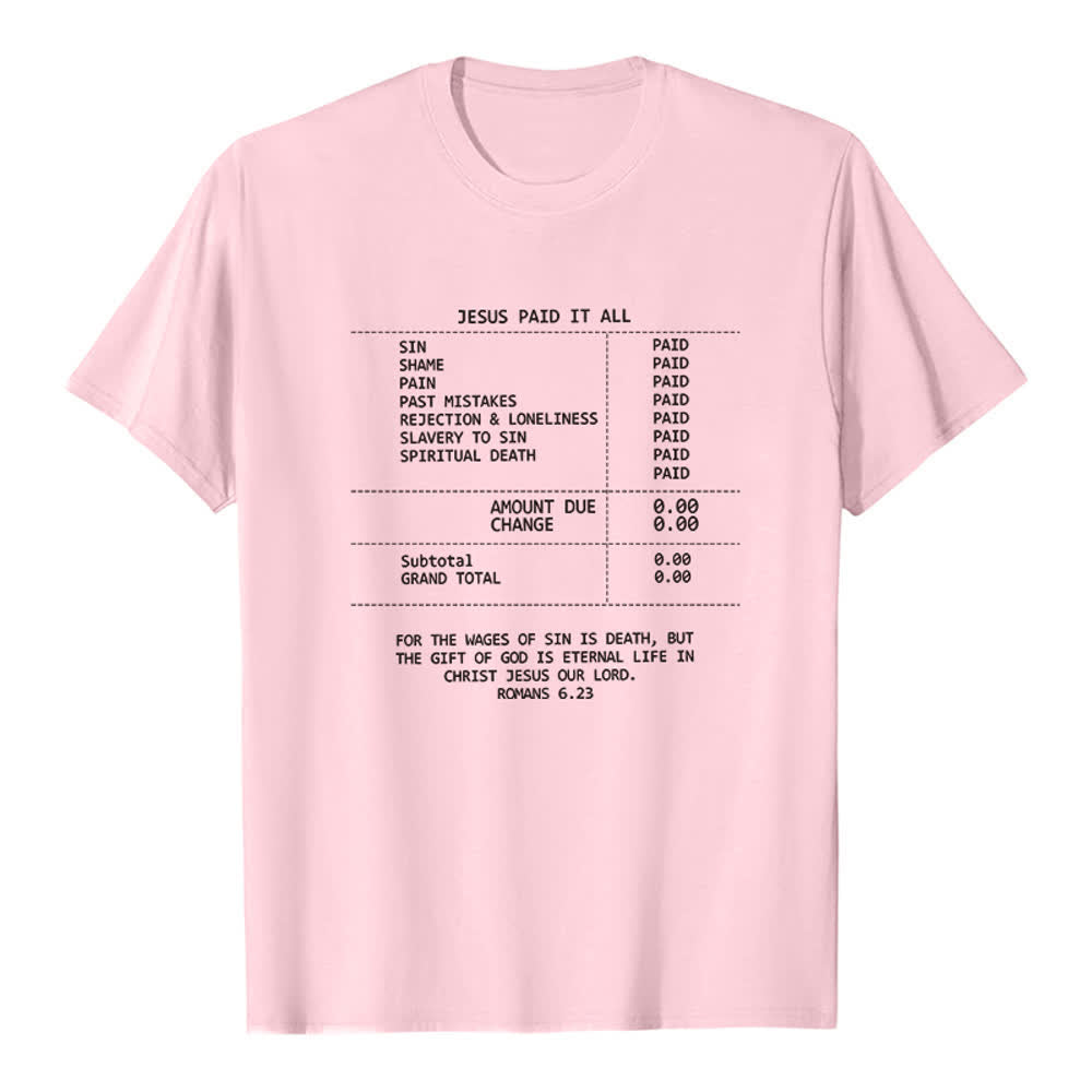 Christianartworkshop Jesus hat alles bezahlt – Premium-T-Shirt mit Quittung - Rosa - 2XL - image 1
