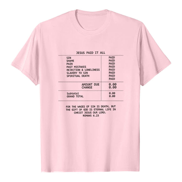 Christianartworkshop Jesus hat alles bezahlt – Premium-T-Shirt mit Quittung - Rosa - 2XL - image 1