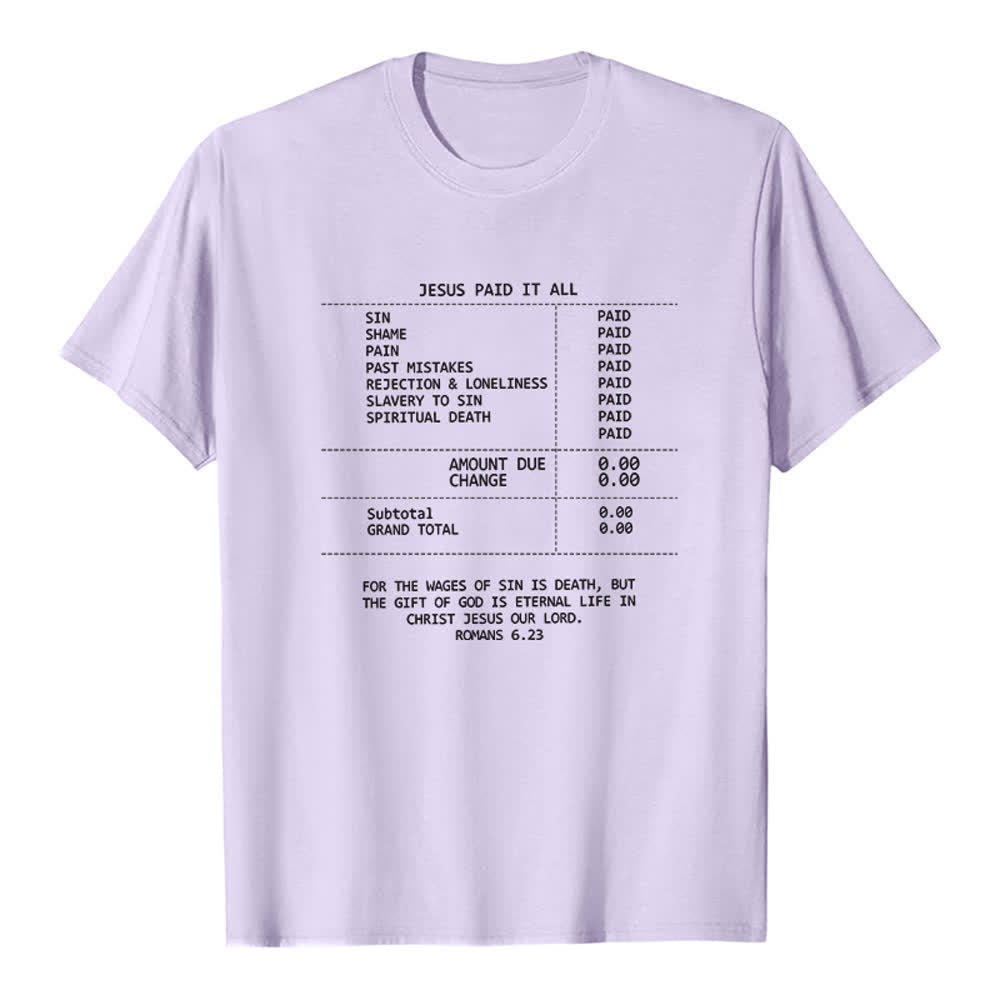 Christianartworkshop Jesus hat alles bezahlt – Premium-T-Shirt mit Quittung - Lila - 2XL - image 2