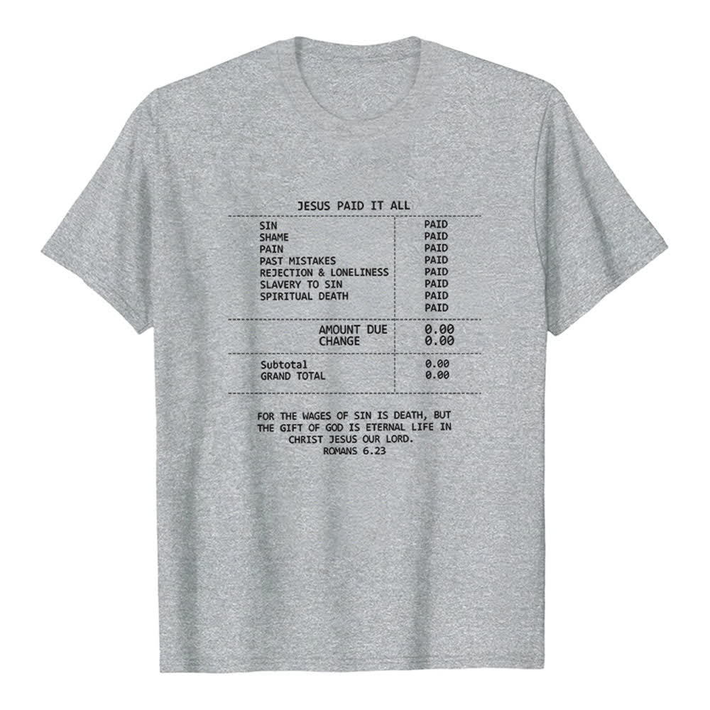 Christianartworkshop Jesus hat alles bezahlt – Premium-T-Shirt mit Quittung - Grau - 2XL - image 0