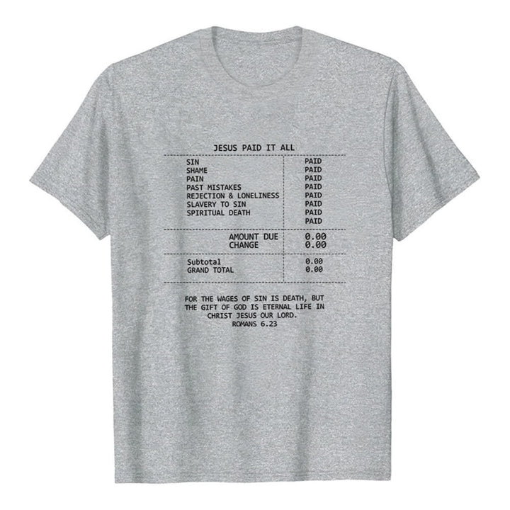 Christianartworkshop Jesus hat alles bezahlt – Premium-T-Shirt mit Quittung - Grau - 2XL - image 0