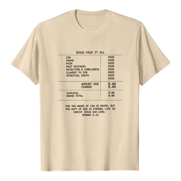 Christianartworkshop Jesus hat alles bezahlt – Premium-T-Shirt mit Quittung - Beige - 2XL - image 6