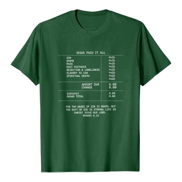 Christianartworkshop Jesus hat alles bezahlt – Premium-T-Shirt mit Quittung - Dunkelgrün - 2XL - image 4