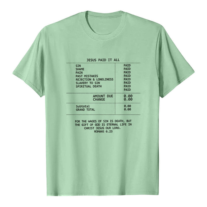 Christianartworkshop Jesus hat alles bezahlt – Premium-T-Shirt mit Quittung - Hellgrün - 2XL - image 3
