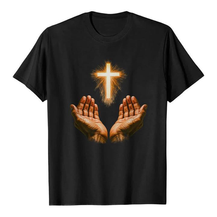 Christianartworkshop Jesus-Kreuz in Händen Premium-T-Shirt - Schwarz - 2XL - image 8