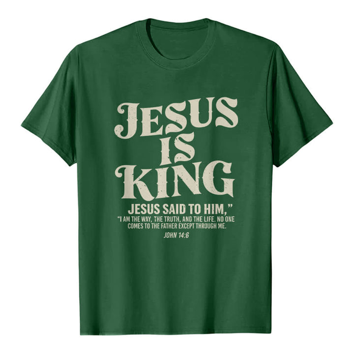 Christianartworkshop Jesus ist König – Johannes 14,6 – Premium-T-Shirt - Dunkelgrün - 2XL - image 0