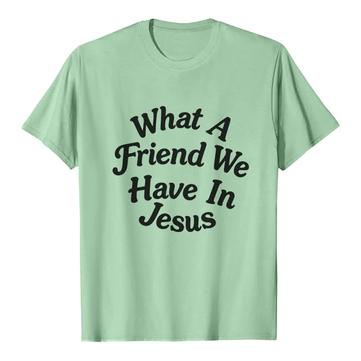 Christianartworkshop Was für ein Freund wir in Jesus haben – Premium-T-Shirt - Hellgrün - 2XL - image 0