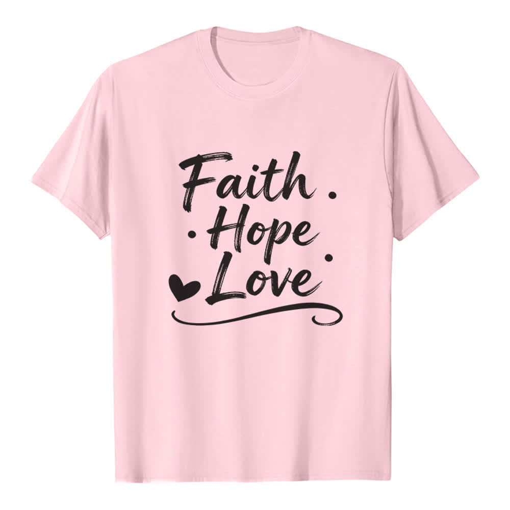 Christianartworkshop Vintage Premium-T-Shirt mit handgeschriebener Aufschrift „Glaube, Hoffnung, Liebe“ - Rosa - 2XL - image 0