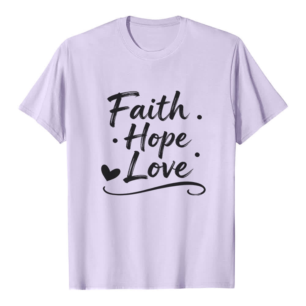 Christianartworkshop Vintage Premium-T-Shirt mit handgeschriebener Aufschrift „Glaube, Hoffnung, Liebe“ - Lila - 2XL - image 1